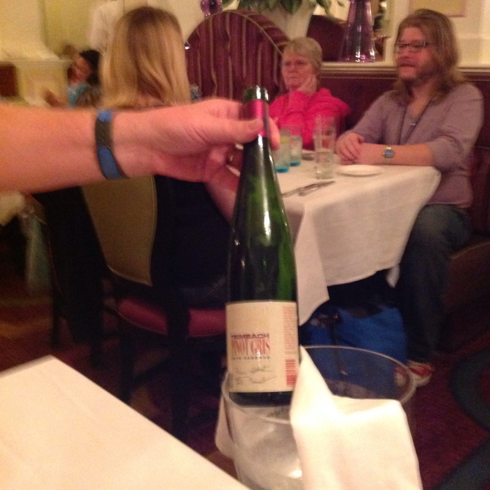 The photo is a little fuzzy, but this is a bottle of Trimbach Pinot Gris.